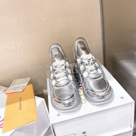 Lv Archlight Series Fashion Thick Bottom Sneakers Silver