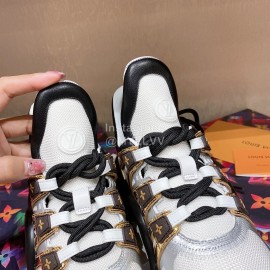Lv Archlight Series Fashion Thick Bottom Sneakers Gold