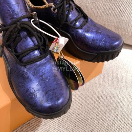 Lv Autumn Winter Thick Soled Retro Sneakers Blue