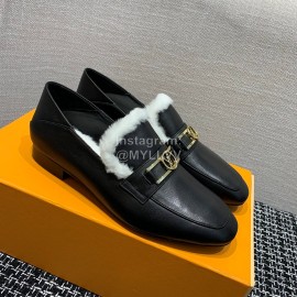 Lv Autumn Winter New Black Calf Shoes For Women