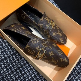 Lv Autumn Winter New Coffee Calf Shoes For Women 