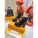 Lv Autumn Winter Patent Cowhide High Heeled Boots For Women