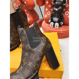 Lv Autumn And Winter Monogram Cowhide High Heeled Boots For Women