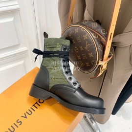 Lv Autumn And Winter Calf Leather Martin Boots For Women Green