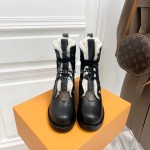 Lv Autumn And Winter Black Calf Leather Martin Boots For Women