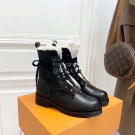 Lv Autumn And Winter Black Calf Leather Martin Boots For Women