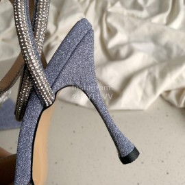 Mach Mach Fashion Bow Silk Pointed High Heel Scandals For Women Blue