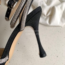 Mach Mach Fashion Bow Silk Pointed High Heel Scandals For Women Black