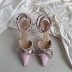 Mach Mach Fashion Bow Silk Pointed High Heel Scandals For Women Pink