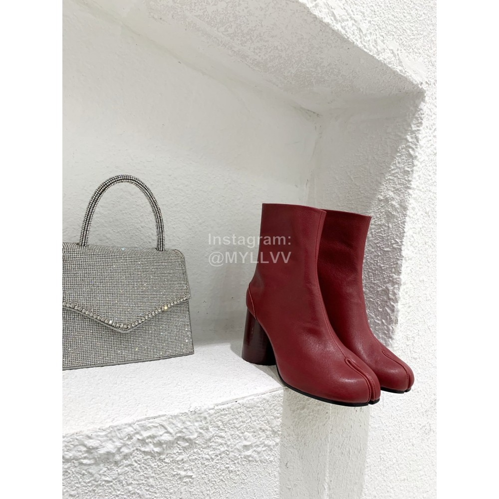 Maison Margiela Autumn Winter Sheepskin Thick High Heel Shoes Red