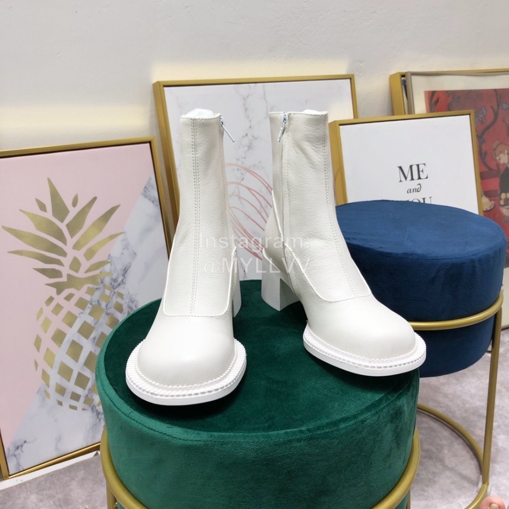 Maison Margiela Retro Calf Thick High Heel Martins Boots For Women White