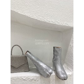 Maison Margiela Retro Silver Calf Thick High Heel Boots For Women 