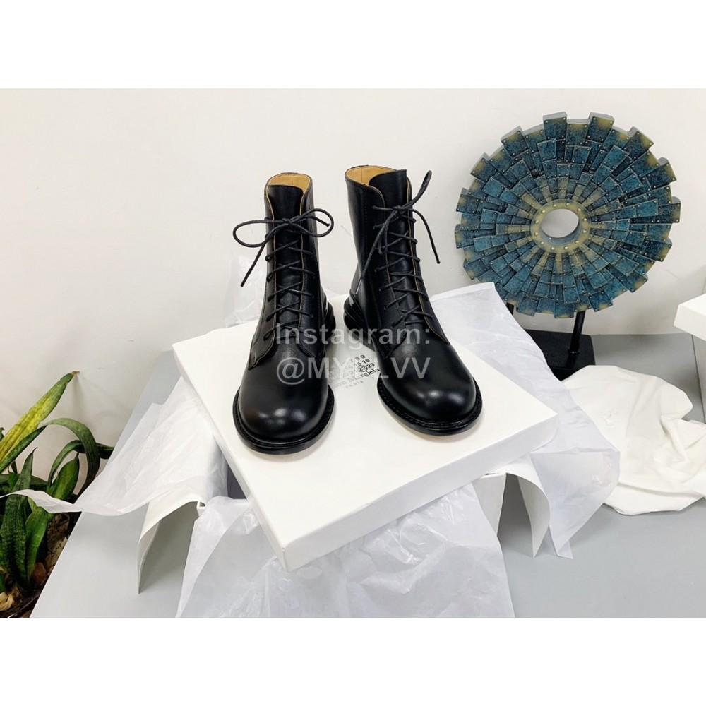 Maison Margiela Fashion Cowhide Lace Up Short Boots For Women 