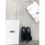 Maison Margiela Soft Sheepskin Zipper Shoes For Women Black