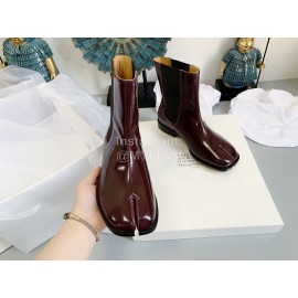 Maison Margiela Autumn Winter New Cowhide Short Boots For Women Wine Red