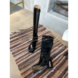 Maison Margiela Cowhide Thick High Heeled Long Boots For Women Black