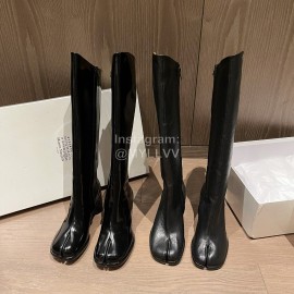 Maison Margiela Calf Leather Thick High Heeled Long Boots For Women Black