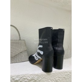 Maison Margiela Cowhide Painting Thick High Heeled Boots For Women Black