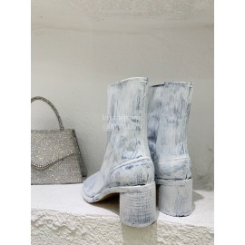 Maison Margiela Cowhide Painting Thick High Heeled Boots For Women 