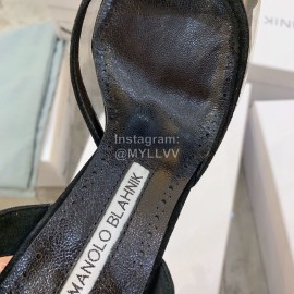 Manolo Blahnik Pvc Sheepskin Pointed High Heel Sandals For Women Black
