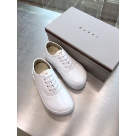 Marni Fashion Leather Thick Soled Casual Shoes For Women White