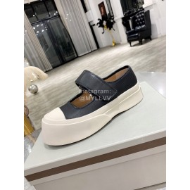 Marni Fashion Leather Canvas Casual Shoes For Women Black