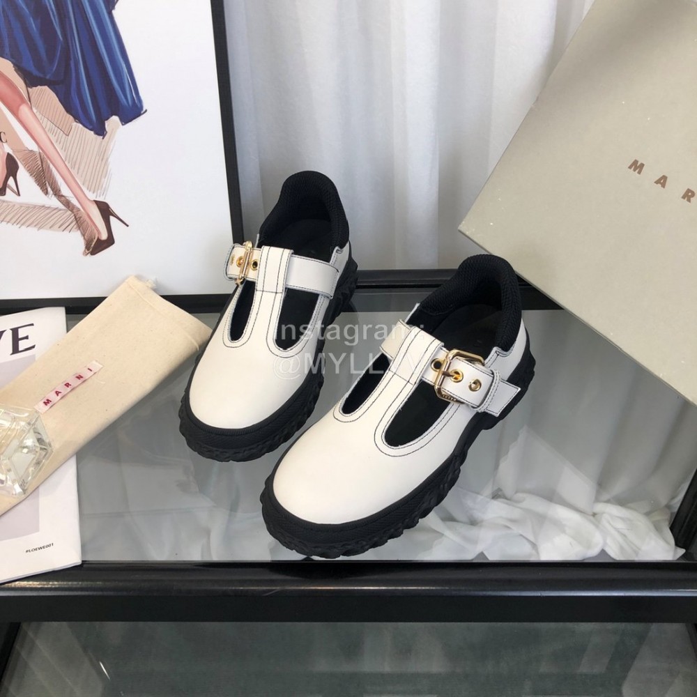 Marni Fashion Cowhide Shoes For Women White