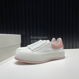 Alexander Mcqueen Calf Leather Canvas Casual Shoes For Men And Women Pink