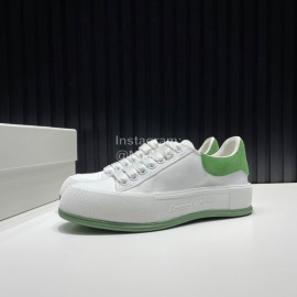 Alexander Mcqueen Calf Leather Canvas Casual Shoes For Men And Women Green