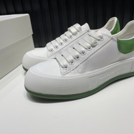 Alexander Mcqueen Calf Leather Canvas Casual Shoes For Men And Women Green