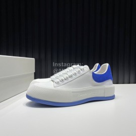 Alexander Mcqueen Calf Leather Canvas Casual Shoes For Men And Women Blue