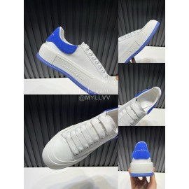 Alexander Mcqueen Calf Leather Canvas Casual Shoes For Men And Women Blue