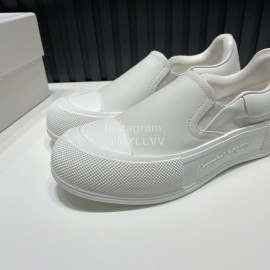 Alexander Mcqueen Canvas Calf Leather White Casual Shoes For Men And Women