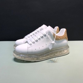 Mcqueen Silk Leather Transparent Air Cushion Casual Shoes For Men And Women Gold