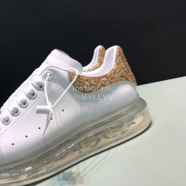 Mcqueen Silk Leather Transparent Air Cushion Casual Shoes For Men And Women Gold