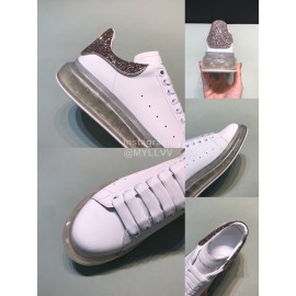 Mcqueen Silk Leather Transparent Air Cushion Casual Shoes For Men And Women Silver