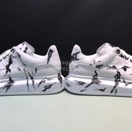 Mcqueen Painted Pattern Leather Casual Shoes For Men And Women White