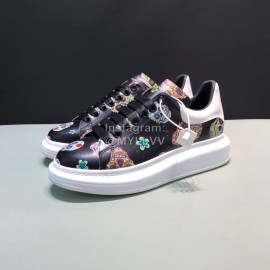 Mcqueen Painted Pattern Leather Casual Shoes For Men And Women Black