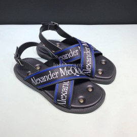 Alexander Mcqueen Cowhide Rivet Fashion Sandals For Men Blue