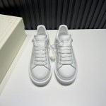 Alexander Mcqueen Calf Leather Printed Mesh Casual Shoes For Men And Women White
