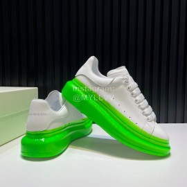 Mcqueen Calf Leather Casual Shoes For Men And Women Green