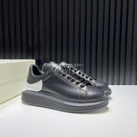 Alexander Mcqueen Black Calf Leather Casual Shoes For Men And Women 