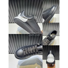 Alexander Mcqueen Black Calf Leather Casual Shoes For Men And Women 