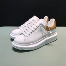 Mcqueen New Calf Leather Casual Shoes For Men And Women Gold