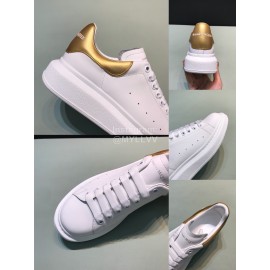 Mcqueen New Calf Leather Casual Shoes For Men And Women Gold