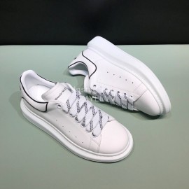 Mcqueen New Letter Calf Leather Casual Shoes For Men And Women White