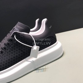 Alexander Mcqueen Calf Leather Mesh Casual Shoes For Men And Women Black