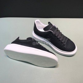 Alexander Mcqueen Calf Leather Mesh Casual Shoes For Men And Women Black
