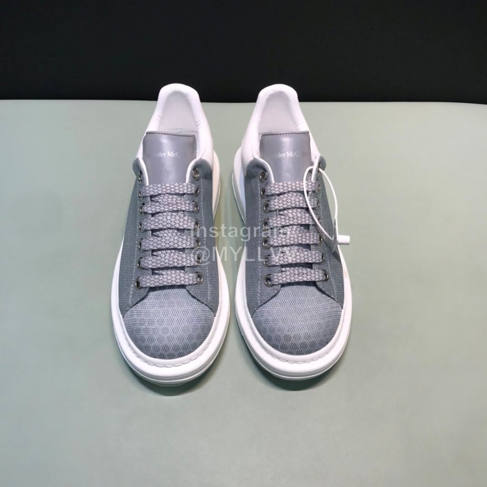 Alexander Mcqueen Calf Leather Mesh Casual Shoes For Men And Women Gray