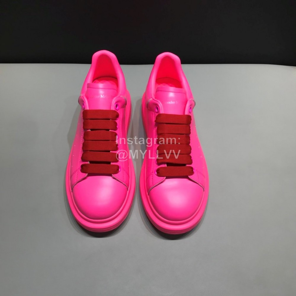 Alexander Mcqueen Matte Leather Casual Shoes For Men And Women Rose Red